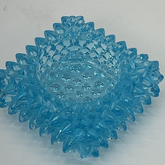 Vintage Brooke Glass Company Aqua Blue Hobnail Salt Cellar Tea Light Holder - Picture 2 of 11
